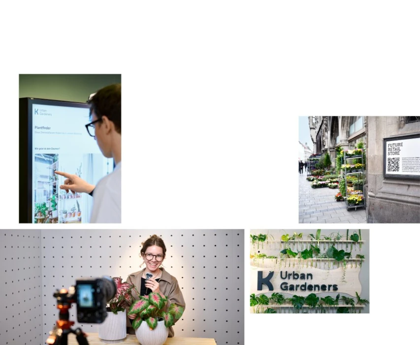 Vier Bilder vom Projekt Urban Gardeners im Future Retail Store