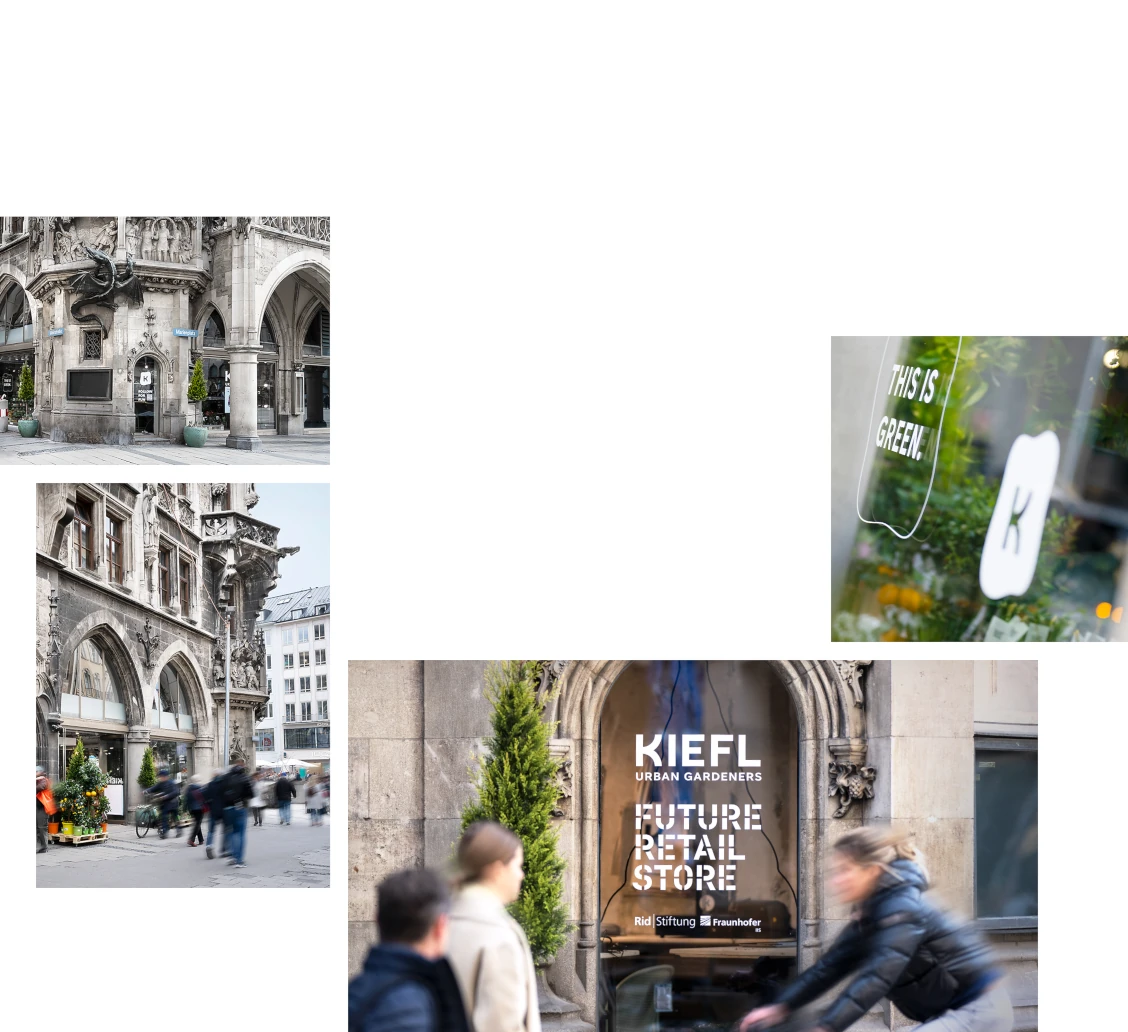 Collage aus vier Bilder zum Projekt Urban Gardeners im Future Retail Store